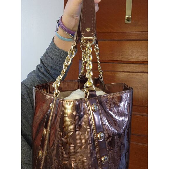 NWOT Michael Kors shimmer Delancey Large Tote - Picture 6 of 8